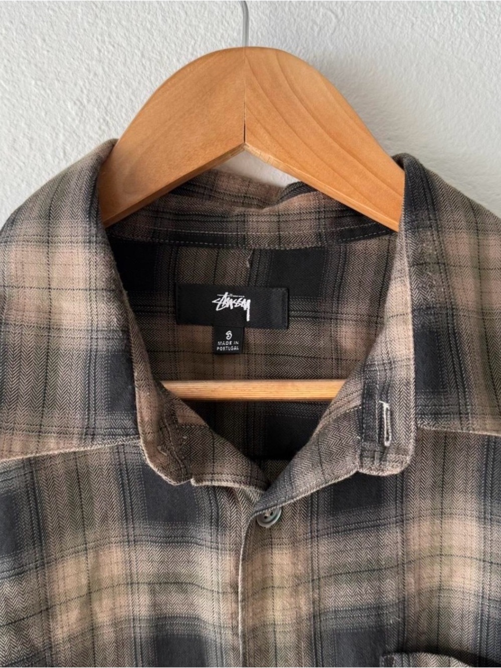 Stussy Mark Plaid Shirt 'Tan' Spring/Summer 2023. Size S. Sold out. Vintage
